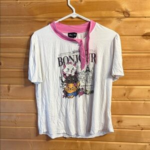 Disney Aristocats White and Pink Tee